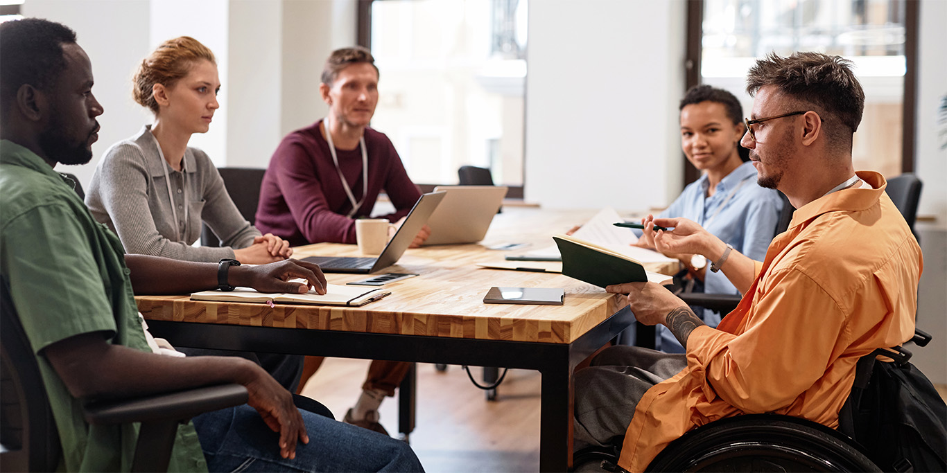 Diverse students in a discussion