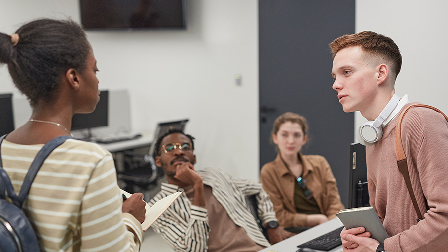 Students discussion in a classroom