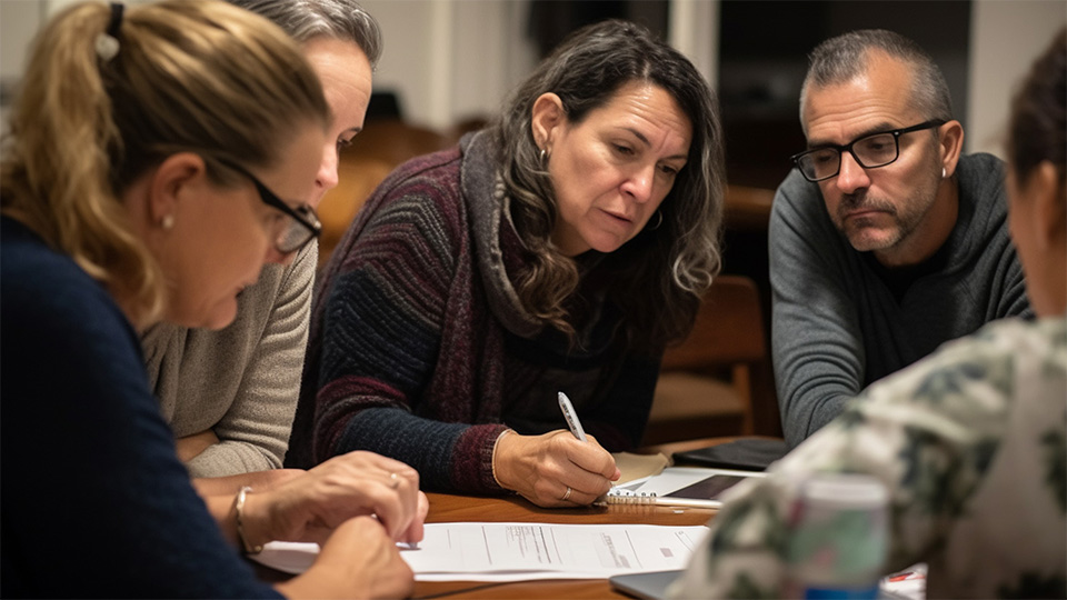 A group of instructors working together