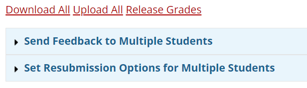 Window for downloading student assignments