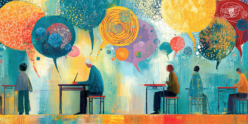 Illustration of a group of people participating in a workshop.