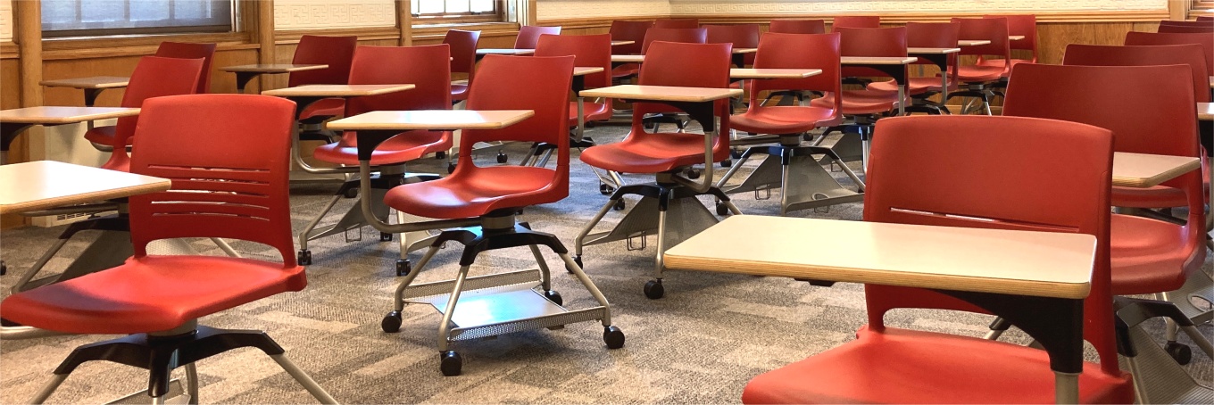 Empty desks in classroom