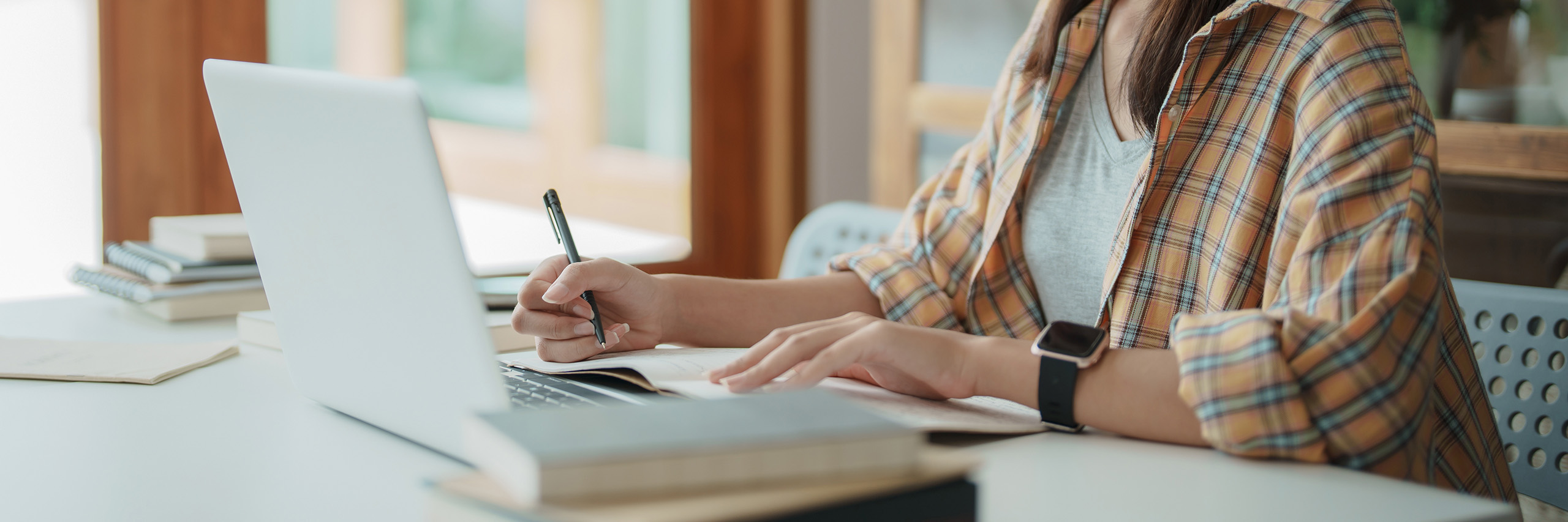 Person reviewing statistics.