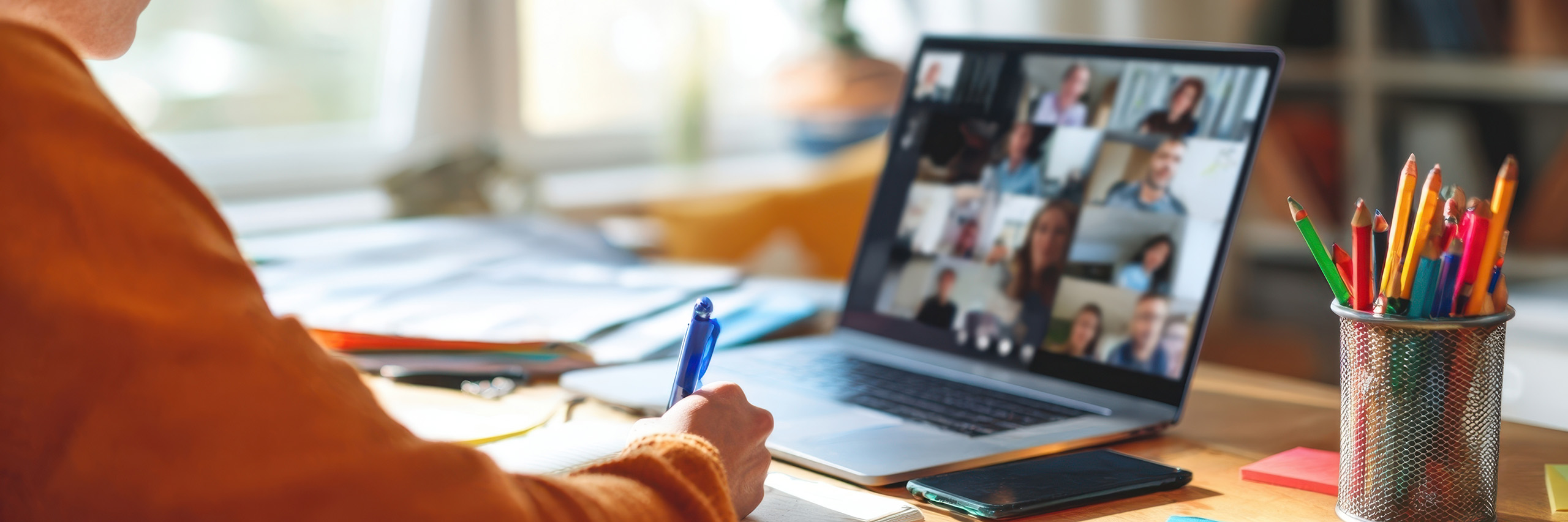 Student participating in an online session