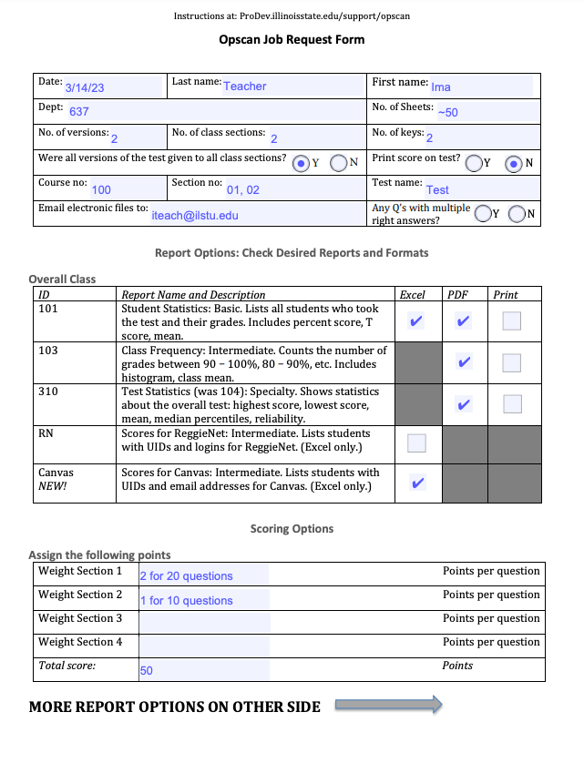 Acrobat form for an Opscan Job Request