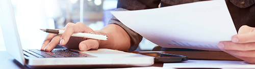 Person reviewing statistics.