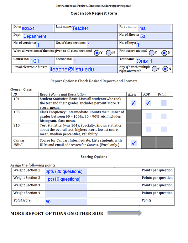 Acrobat form for an Opscan Job Request