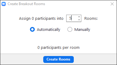 Breakout Rooms start menu