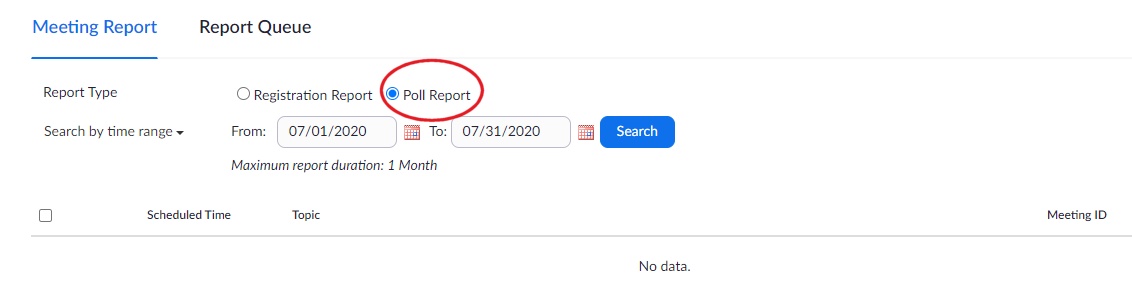 Zoom poll reports page